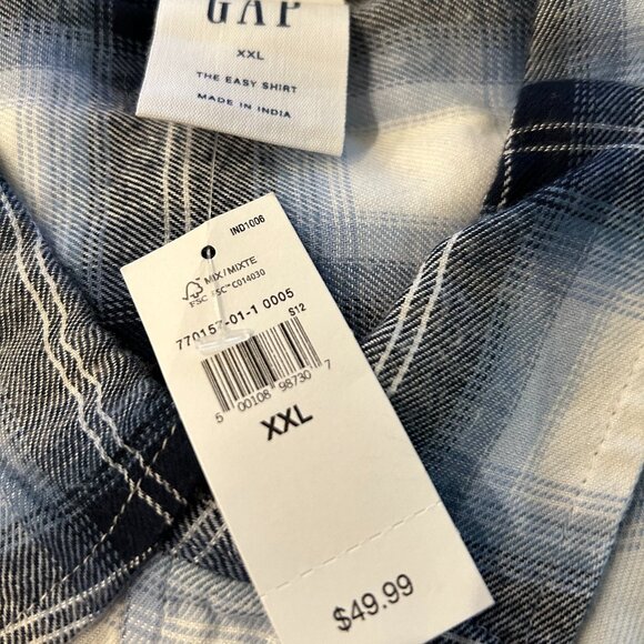 Gap The Easy Shirt Blue/Black Plaid Flannel plus size XXL NWT - Picture 10 of 10